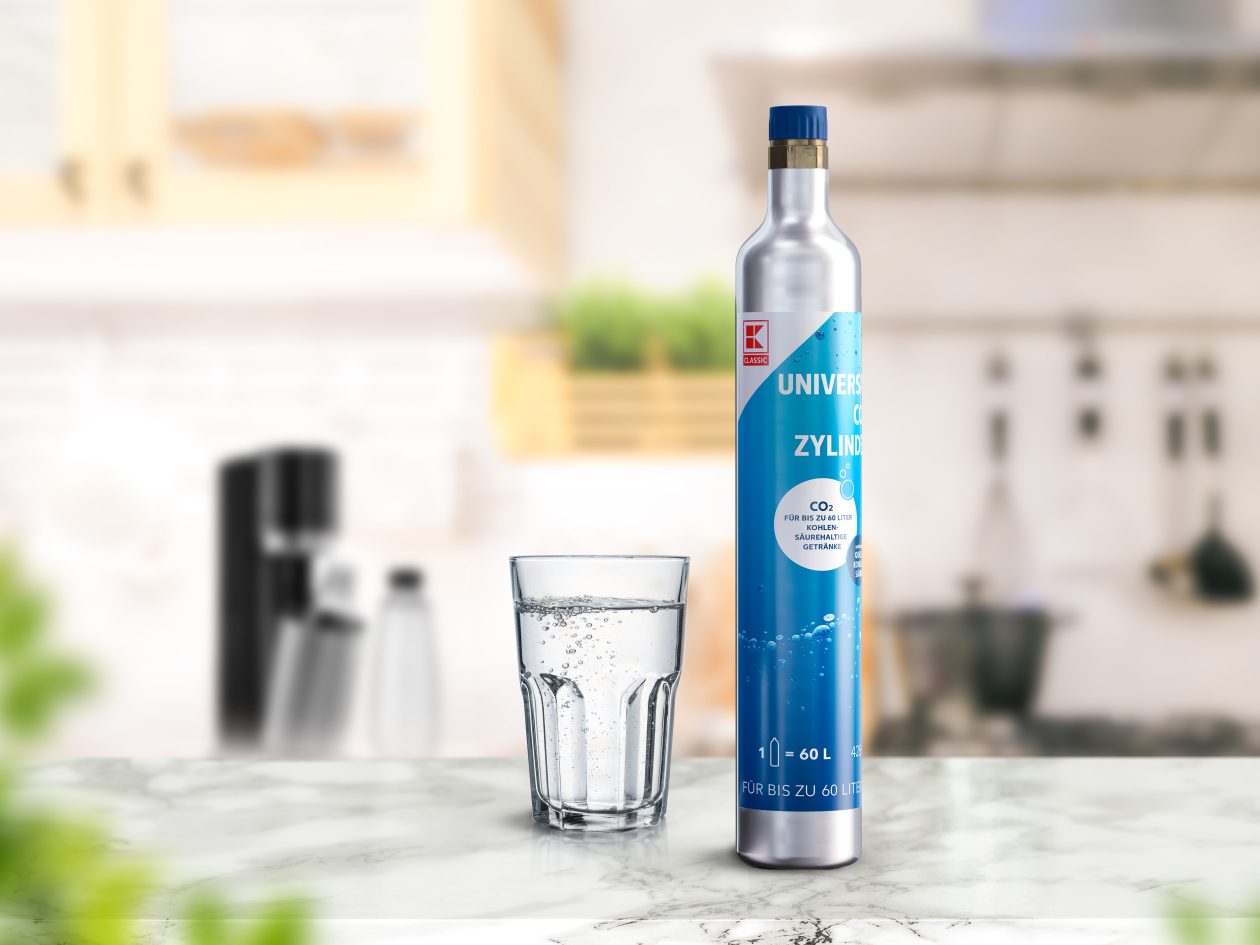 CO2-Zylinder für Wassersprudler nun auch unter der Kaufland-Marke K-Classic